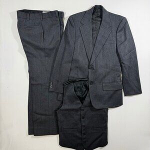 Dormeuil Custom 3-Piece Suit Gray S 35 Birdseye Groom Prom Wedding Formal Blazer